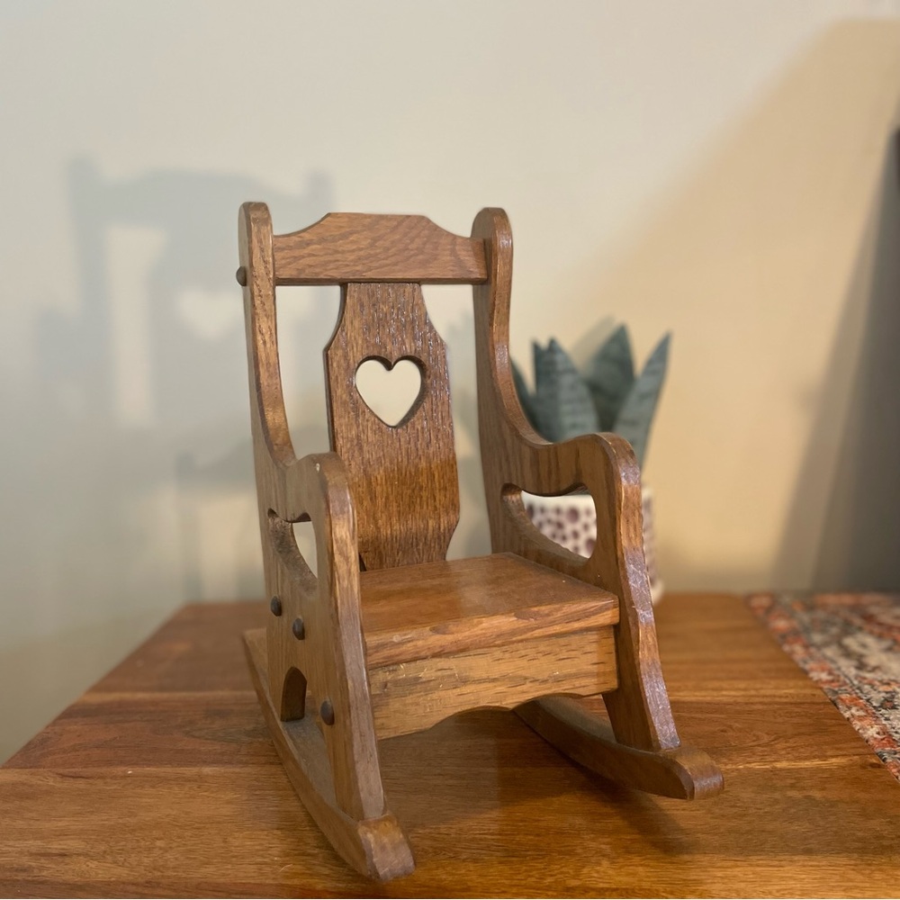 Vintage Wood Rocking Chair for Doll or Plant